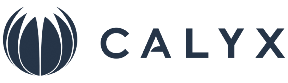 Calyx logo: dark blue spherical icon to the left of the word CALYX.