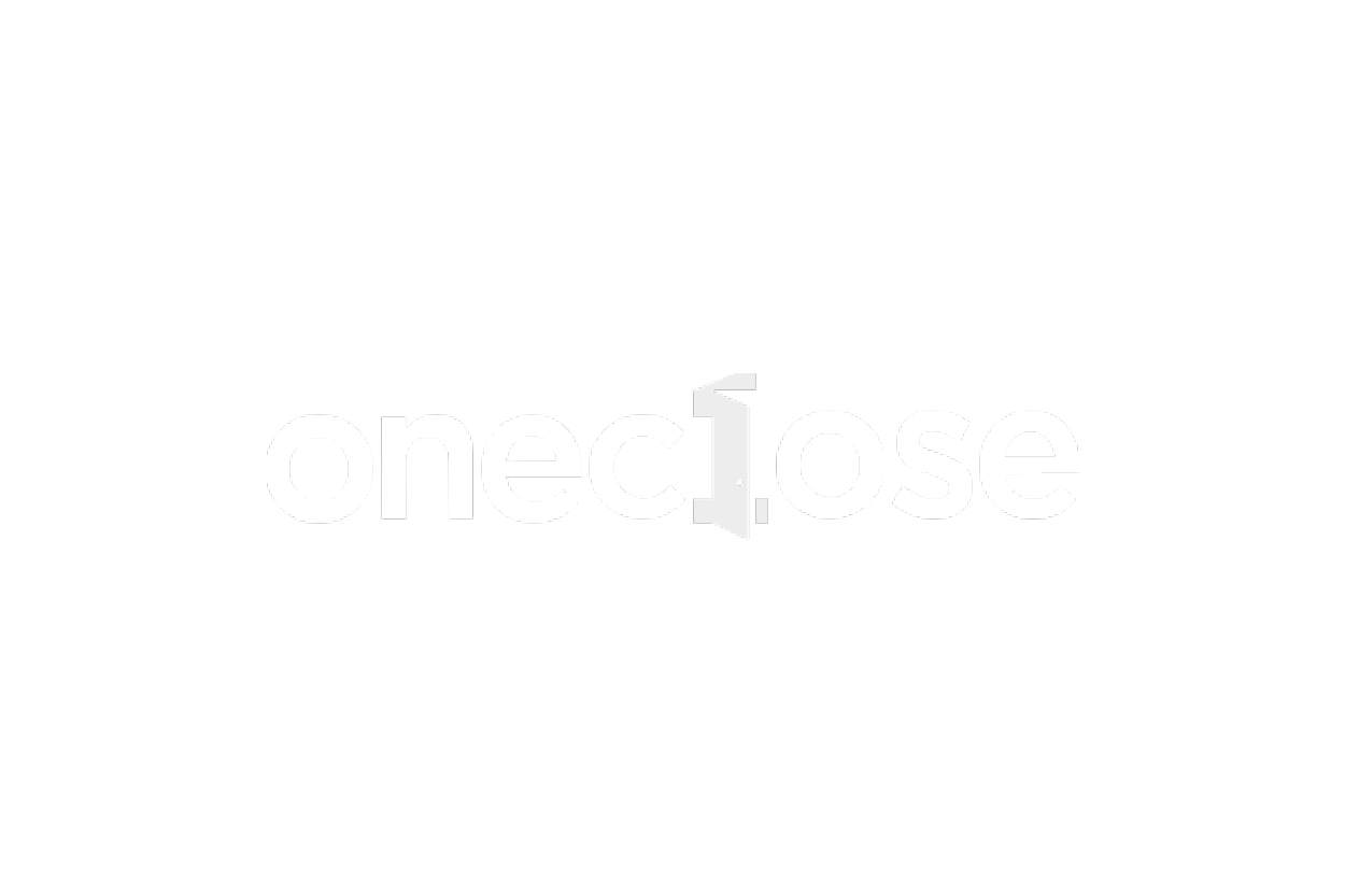 OneClose brand logo wordmark in a light-outline style on a white background